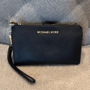 Michael Kors Black and Gold Wristlet